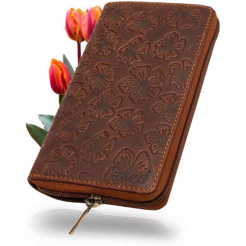 TALED German Leather Wallet with RFID Protection Floral Pattern Wallet